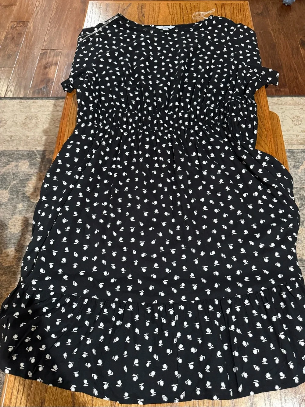 croft & barrow Black Dress with White Floral Print